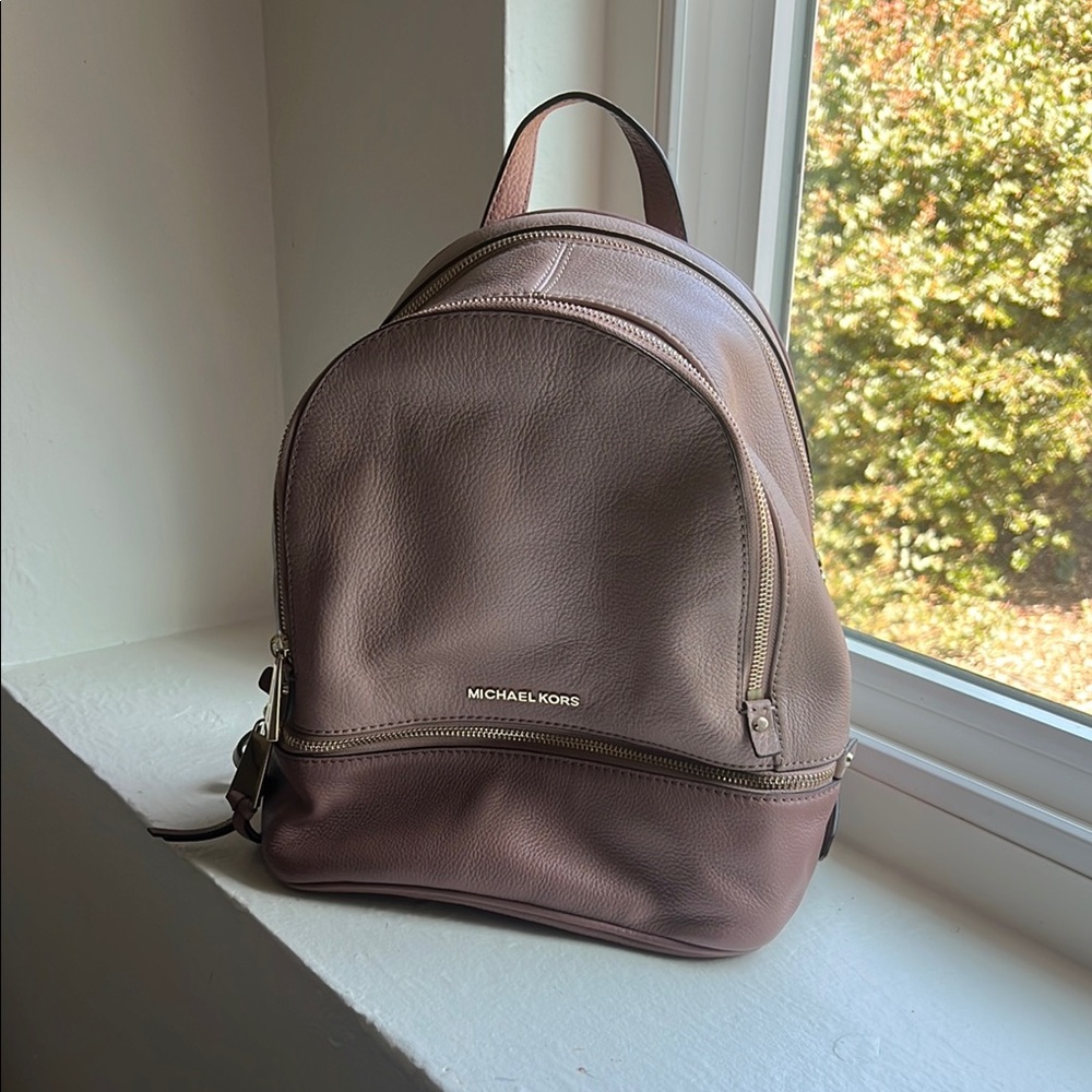 Michael Kors Taupe Leather Backpack